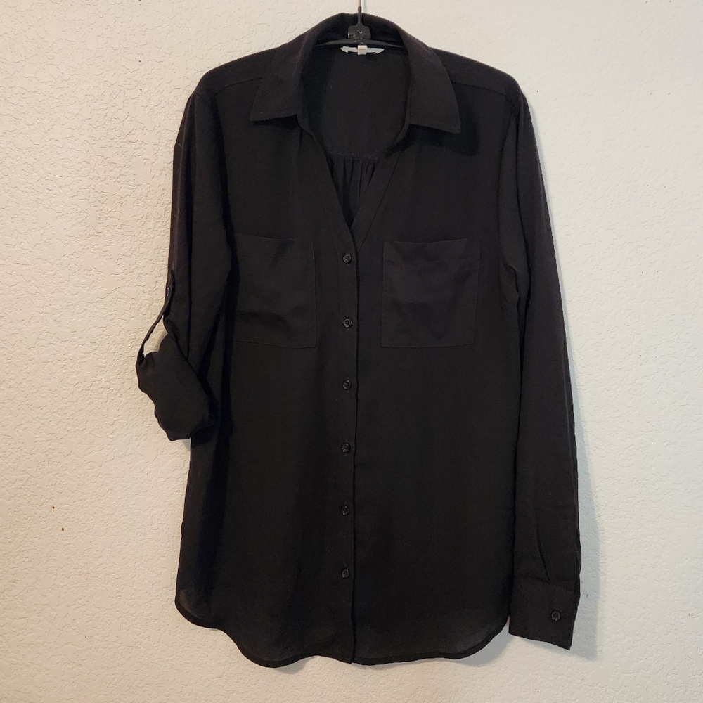 Maurices Women's Sheer Black Button-Up‎ Shirt, Size S
